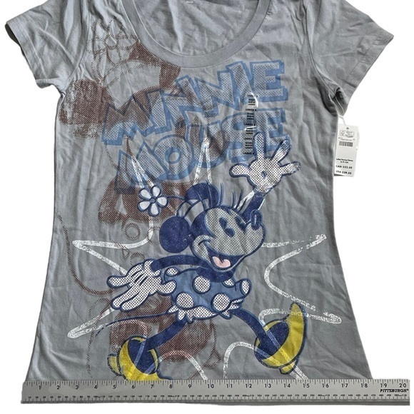 NWT Womens Small Shirt Disney Store Minnie Mouse grey t-shirt short sleeve Core‎ - Picture 10 of 11